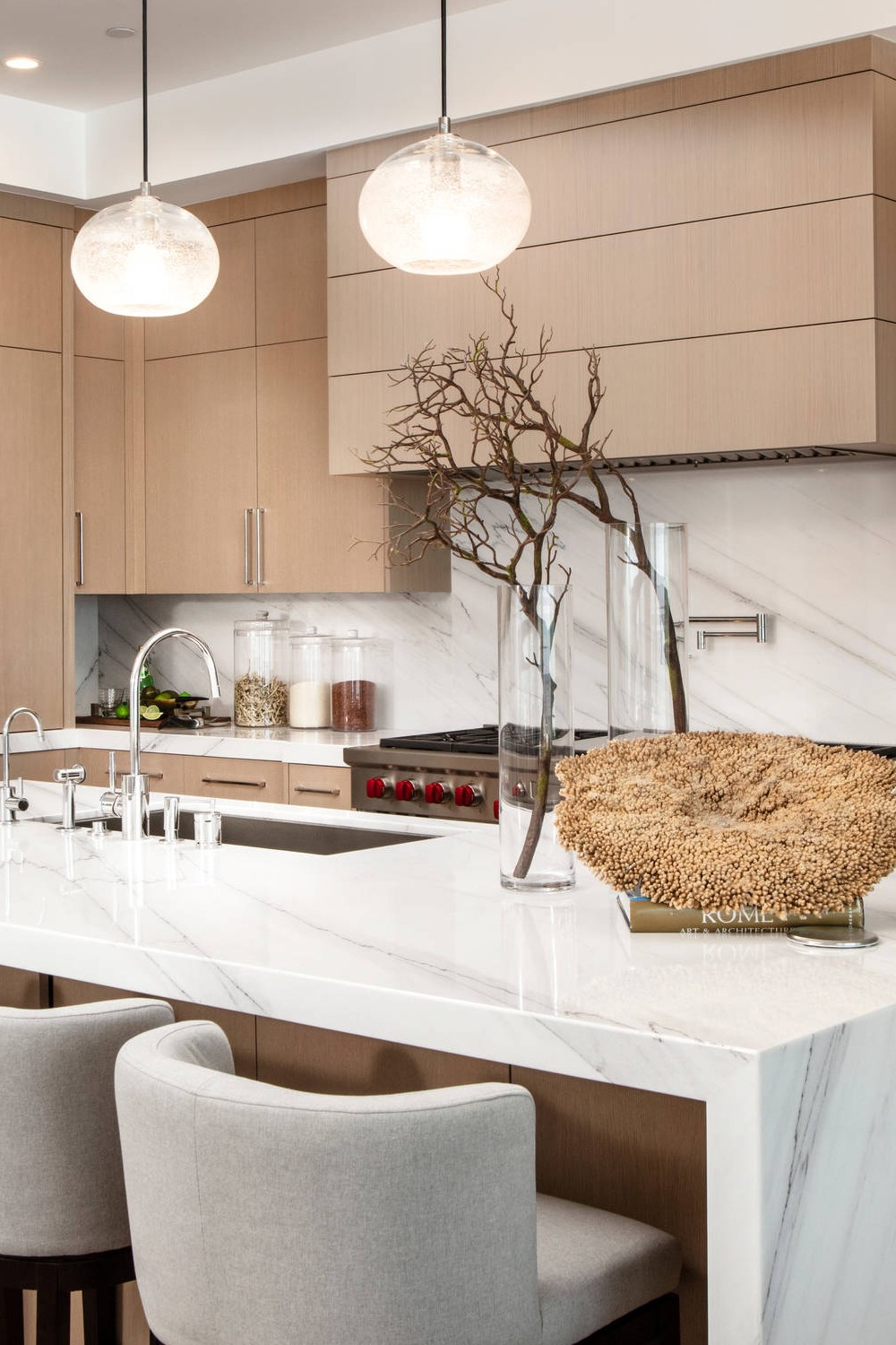 Full Height Quartz Backsplash And Countertops Marble Highly Customizable Kitchen Design Sink