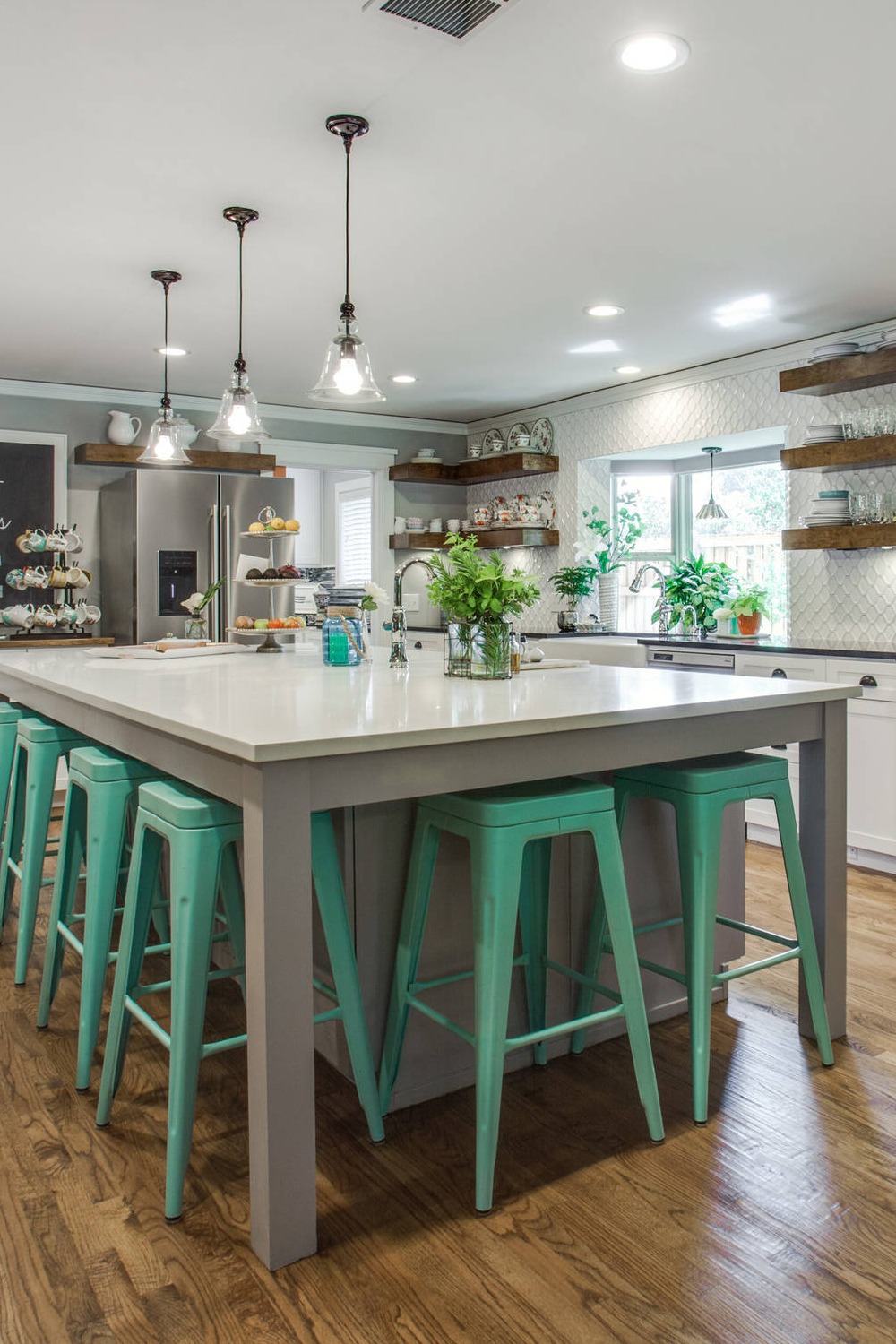 Bring Color Extra Punch Green Blue Introduce Color Eye Catching British Kitchen Room Space