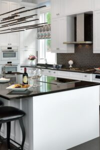 White Cabinets With Black Countertops Stainless Steel Appliances Black Marble Countertops Kitchen With White Cabinets And Black Countertops Black And White Kitchen Cabinets